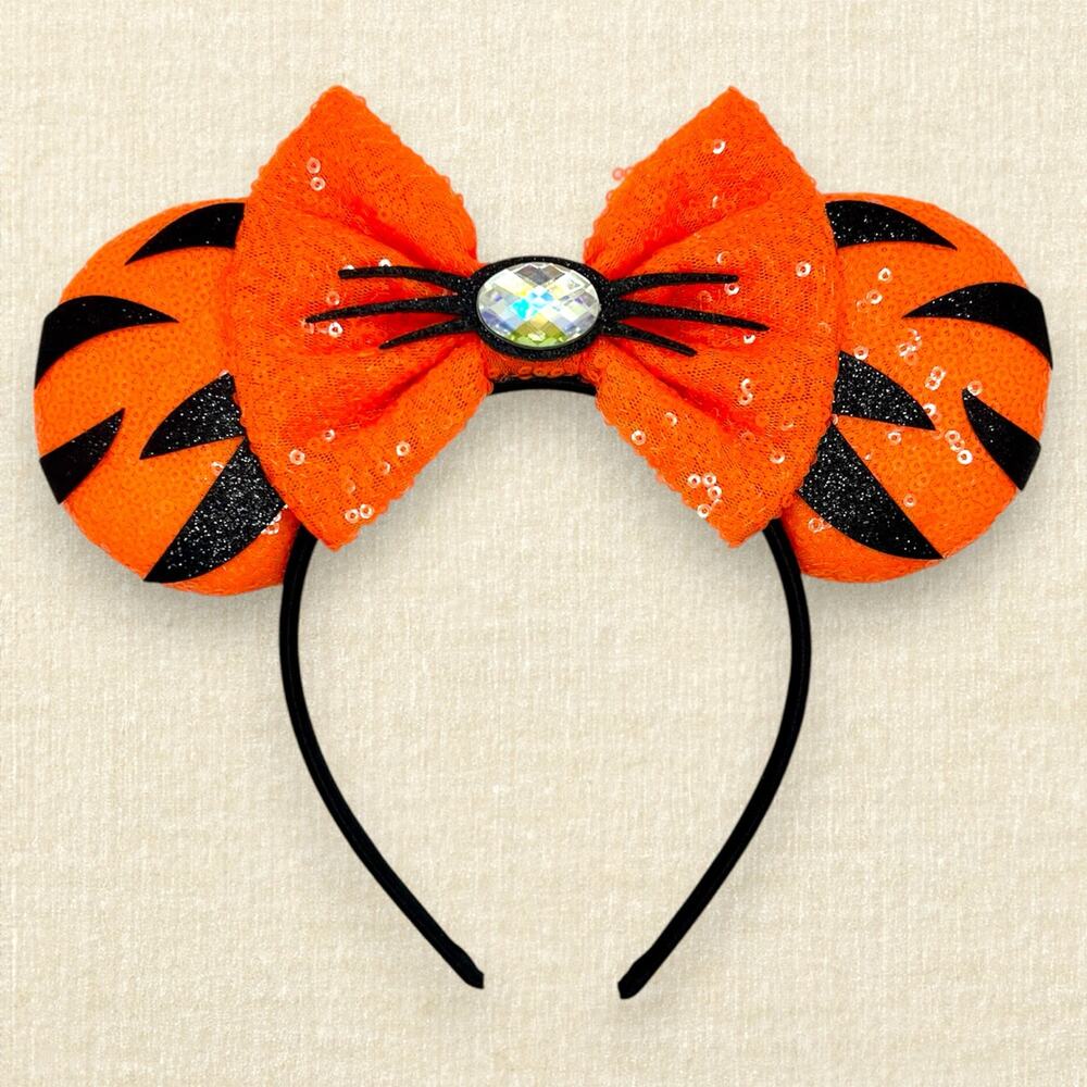 Orange Sequin Tigger Minnie Ears | Disney-Inspired Winnie the Pooh Mouse Ears